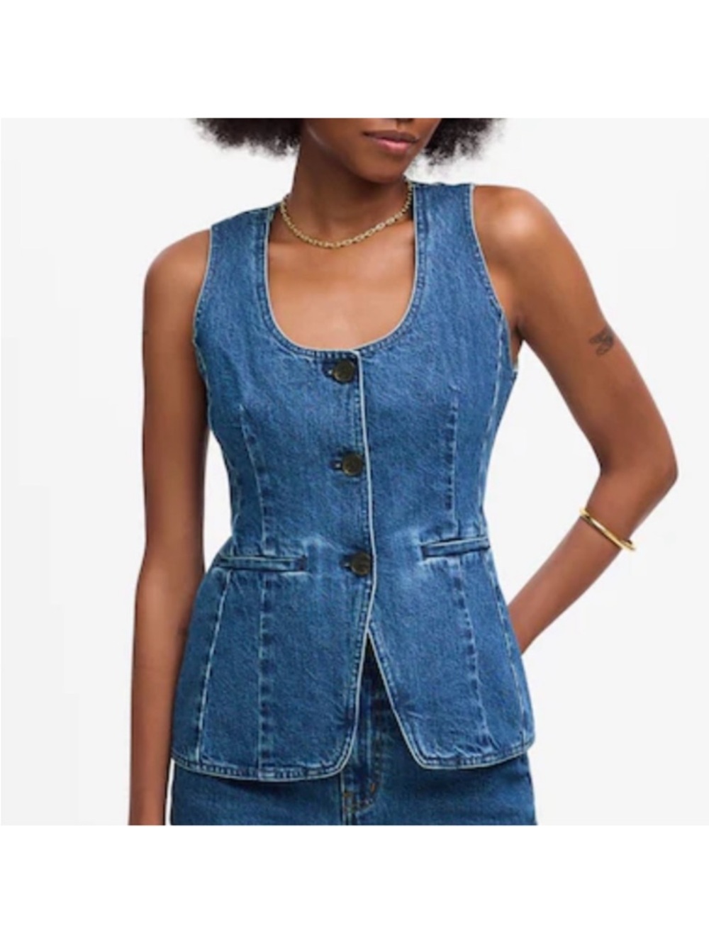 Madewell Denim Button-Front Vest Top